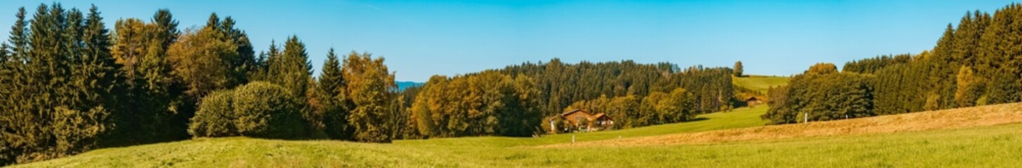 High resolution stitched panorama of a beautiful summer view near Kirchberg im Wald, Bavarian forest, Bavaria, Germany
