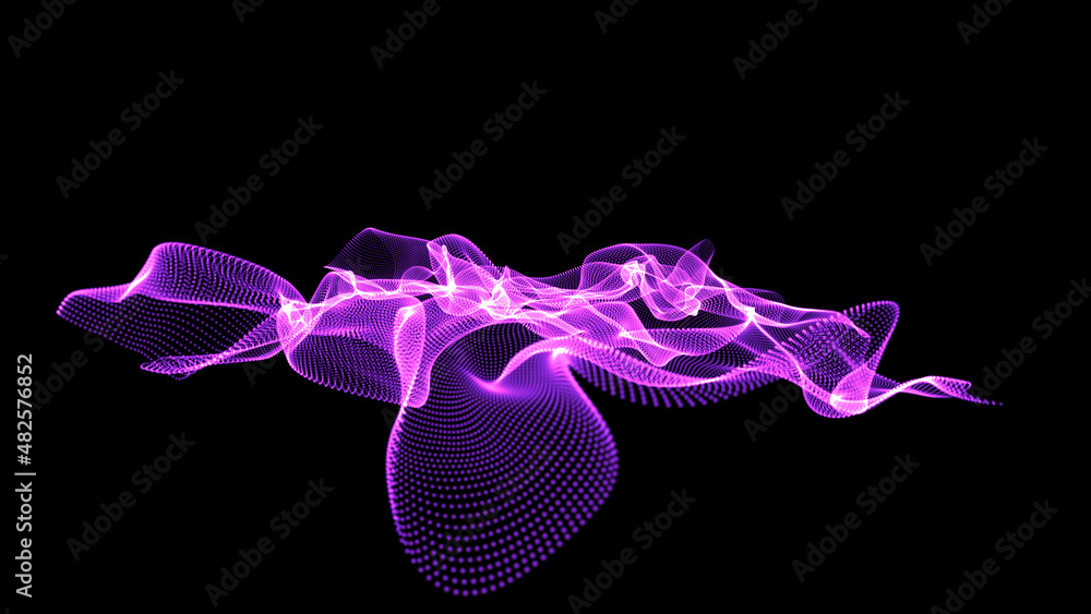 Aufkleber abstract pink cloud on black background. minimalistic abstract background with pink object. 3d rende