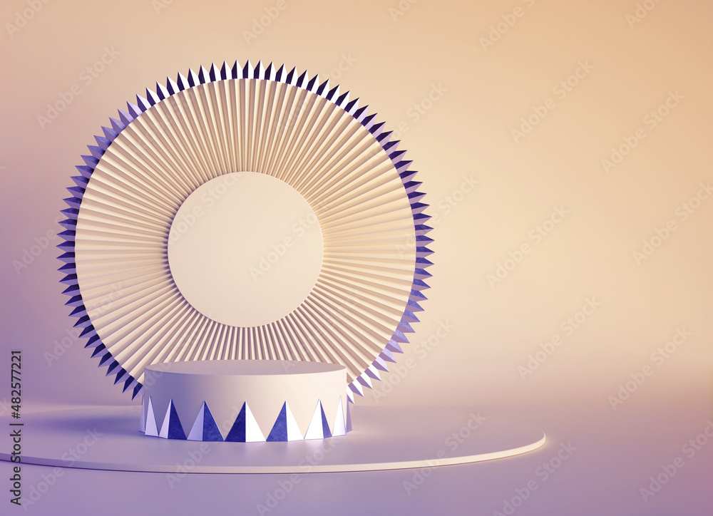 Aufkleber 3d render, abstract background with empty stage, vacant pedestal. modern showcase with empty stand f