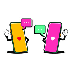 3d Illustrations a Mascot Smartphone Conversation with a Bubble Text Vector Template.