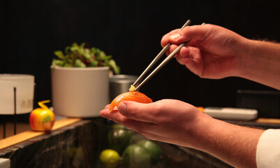 prepering perfect sushi by sushimaster