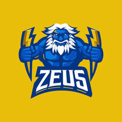 zeus holding lightning mascot logo design illustration vector for gaming sport esport and team © Artchilles