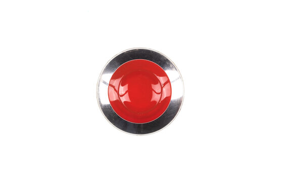 red panic button isolated on white background
