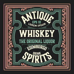Whiskey label with old frames