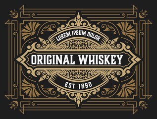 Whiskey label with old frames