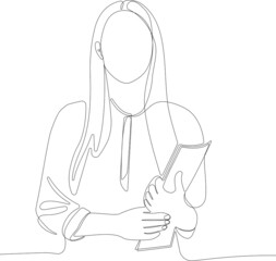 One continuous line is the concept. Continuous line drawing of loan officer negotiating with bank client about credit application business entities parties or young business woman