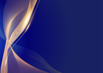 Abstract line golden blue cover design background