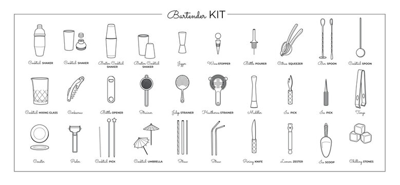 Bar Tools and Bartending Supplies w/ Descriptions & Uses
