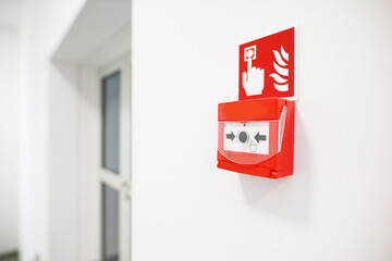 Fire alarm button in the building