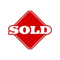 Sold sign icon isolated on white background