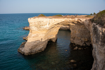 Fototapeta na wymiar Beautiful rocky sea coast in Italy with clear water