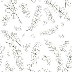 seamless pattern with hand draw eucalyptus elements  © Julia
