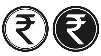 Indian Rupee coin icon monochrome black and white icon. Current currency symbol