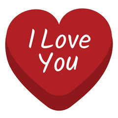 Valentines candy with I love you text, valentines day heart design