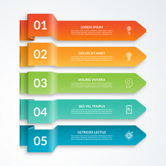 Infographic template with 5 arrows in origami style. Vector illustration