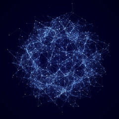Digital plexus of glowing lines and dots. Abstract background. 3D rendering. Network or connection. 3d rendering.