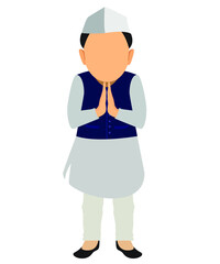 Indian politician request for voting flat vector illustration - obrazy, fototapety, plakaty