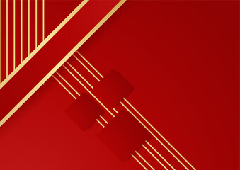 Abstract line red gold cover design background