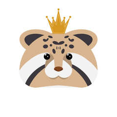 Manul with crown. Manul character, crown stickers.