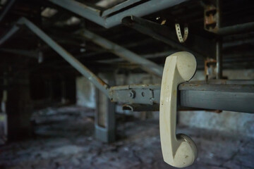 Destroyed command post of the secret military facility of the USSR's airborne radar system. Chernobyl nuclear power plant, ransacked military command post.