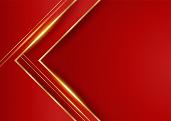 Abstract line red gold cover design background