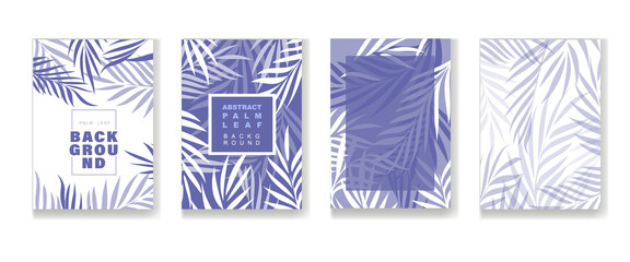 A set of covers with tropical leaves. Abstract palm leaves in very peri color. For brochure template, menu, invitation