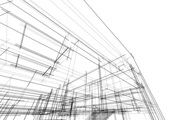 abstract architectural sketch on white background