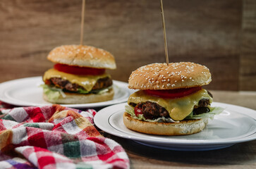 Homemade hamurgers on a plate