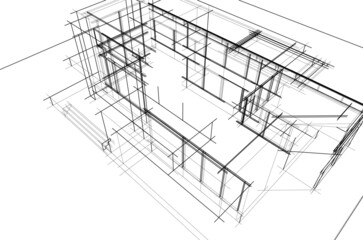 sketch of building on white background