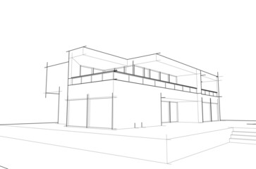 sketch of building on white background