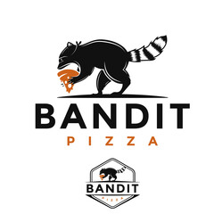 set pizza restaurant logo. bandit pizza logo. raccoon mascot icon logo © agung