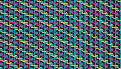 Geometrical Illusion Orthographic Colorful Seamless Pattern