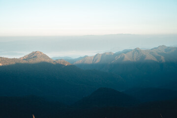 morning light and mountains,mountains in summer morning and spring flowers