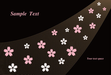 カード素材　桜の花びらとラインアート