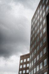 Office building with dark sky