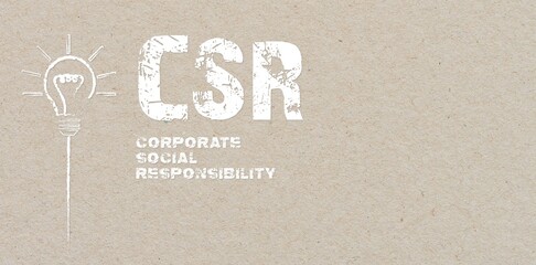 CSR - corporate social responsibility, climate concept on brown recycled paper background