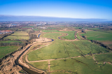 Meadows and Marshland around Clyst River in Topsham, Devon, England