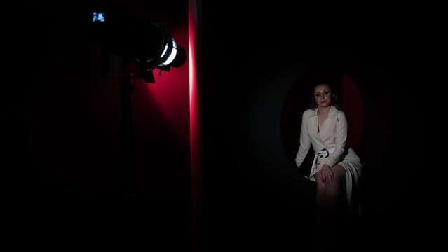 sexy girl in black room