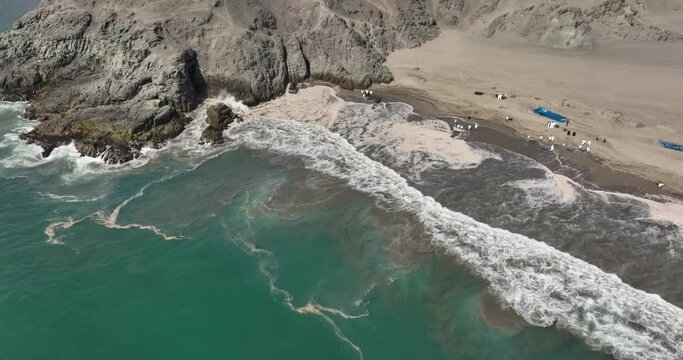 Images of the coast of Ventanilla, Callao after the Oil Spill of january of 2022, in Peru.