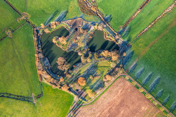 Top Dawn view over Ponds, Fields and Meadows, Topsham, Devon, England
