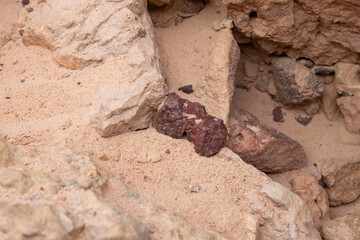 Quartz  inclusions in sandy mountains in Timna National Park near Eilat, southern Israel.