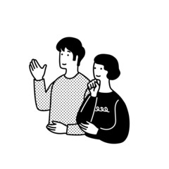 シンプルなモノクロのカップルのイラスト
