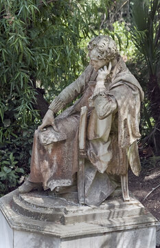 The statue of poet Heinrich Heine at Achilleion palace of Empress of Austria Elisabeth of Bavaria, in Gastouri, Corfu, Greece
