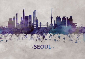 Seoul South Korea skyline - obrazy, fototapety, plakaty