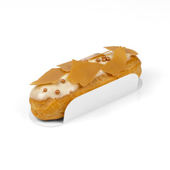 Eclair, French pastry, studio shot, white background