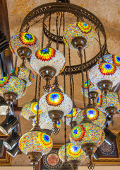 colourful hanging lamps