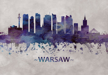 Warsaw Poland skyline - obrazy, fototapety, plakaty