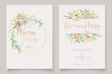 Obraz na płótnie Canvas Elegant Soft Rose Wedding Invitation Set 