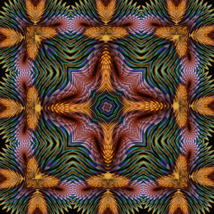 3d effect - abstract kaleidoscopic geometric fractal pattern