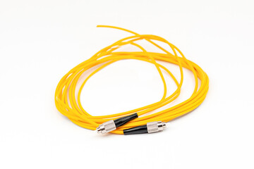 Fiber optic cables isolated on white background